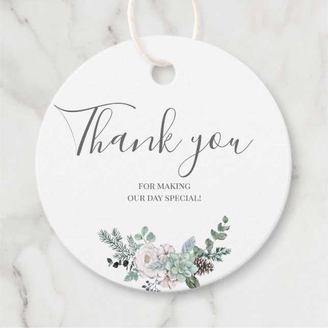 Winter Watercolor Bröllop Gåvor Etiketter (Framsida)