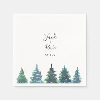Winter Watercolor Bröllop Pappersservett