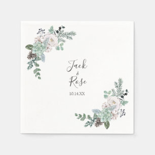 Winter Watercolor Bröllop Pappersservett