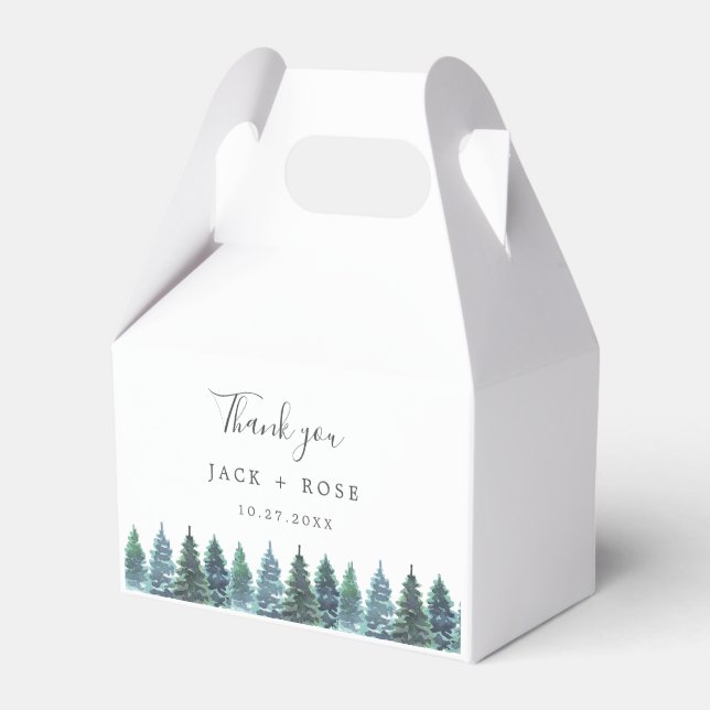 Winter Watercolor Bröllop Presentaskar (Framsidan Sidan)