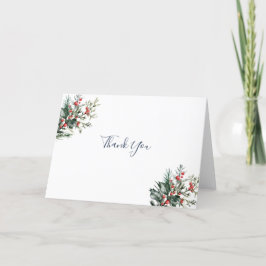 Winter Watercolor Bröllop Tack Kort