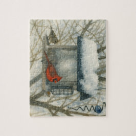 Winter Watercolor Cardinal Pussel