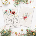 Winter Watercolor Flowers 40th Birthday Party Inbjudningar<br><div class="desc">Röda och vita vinterfärgblommor kapas i mjuka grönt löv och löv. Guld snöflingor lägger till en festlig beröring. En elegant,  ett enkelt och modernt skript ge är en öppen och hårfin vibe. Det finns också en vinterboquet på blommigten på baksidan.</div>