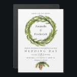 Winter Watercolor Gräs Bröllop Magnetisk Inbjudningskort<br><div class="desc">grönt av trendigets färgrutor och vit vinterbröllopsvattensfärg gräs är magnetiska inbjudningar.</div>