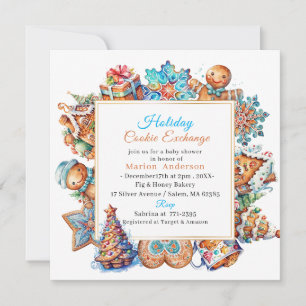Winter Watercolor Helgdag Cookie Exchange Baby Sho Inbjudningar