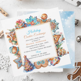 Winter Watercolor Helgdag Cookie Exchange Baby Sho Inbjudningar