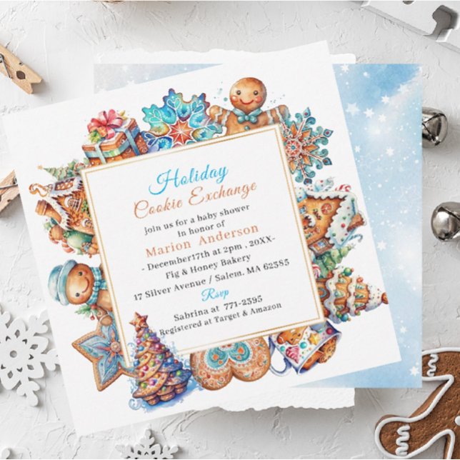 Winter Watercolor Helgdag Cookie Exchange Baby Sho Inbjudningar (Skapare uppladdad)