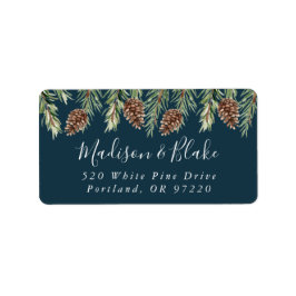 Winter Watercolor Pinecone, Returadress Adressetikett
