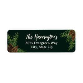 Winter Watercolor Pinecone-Returadress, Helgdag Returadress Etikett