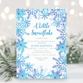 Winter Watercolor Snowflake Sprinkle Baby Shower Inbjudningar