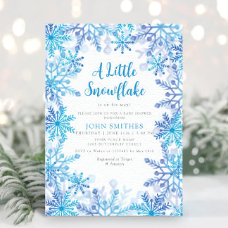 Winter Watercolor Snowflake Sprinkle Baby Shower Inbjudningar