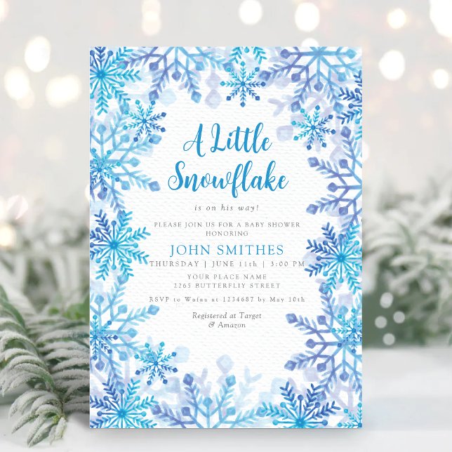 Winter Watercolor Snowflake Sprinkle Baby Shower Inbjudningar (Skapare uppladdad)