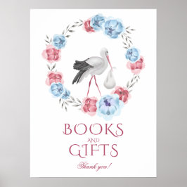 Winter Watercolor Stork Bokar & Gifts Baby Shower Poster