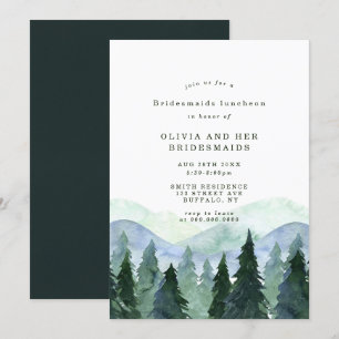 Winter Watercolor Träd Scene Bridesmaids Luncheon