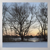 Winter Waterscape Sunset Poster