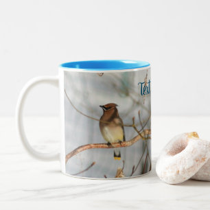 Winter Waxwing Wildlife Nature Personlig Två-Tonad Mugg