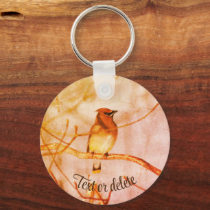 Winter Waxwing Wildlife Vintage Personlig Nyckelring