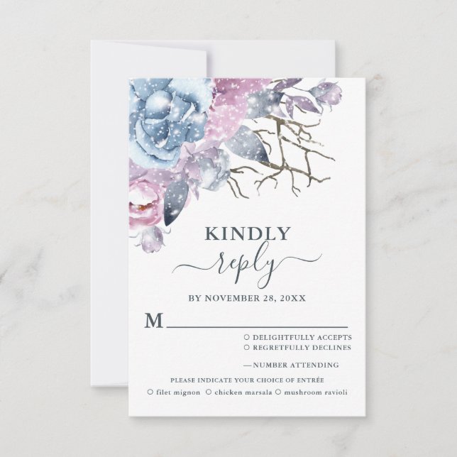 Winter Wedding Blommigt Snö Meal Choice OSA Kort (Framsida)