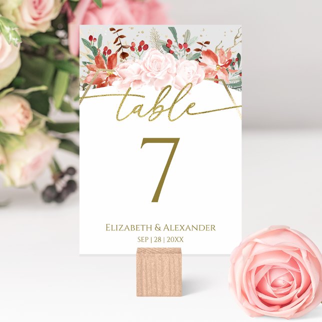 Winter Wedding Bordsnummer Gilded Watercolor (Skapare uppladdad)