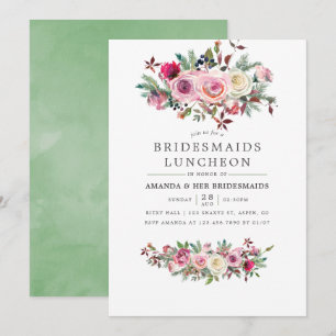 Winter Wedding Bridesmaids Luncheon Blommigt Inbju Inbjudningar