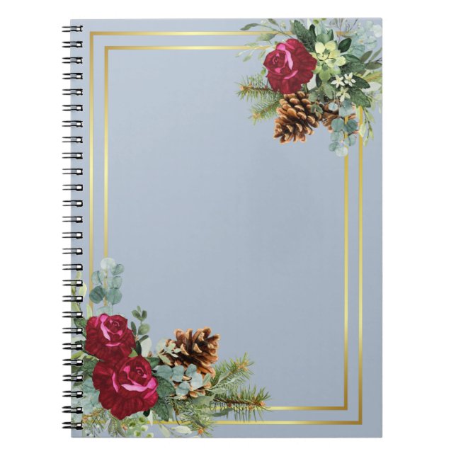 Winter Wedding Burgundy Ro Eucalyptus Anteckningsbok (Framsidan)