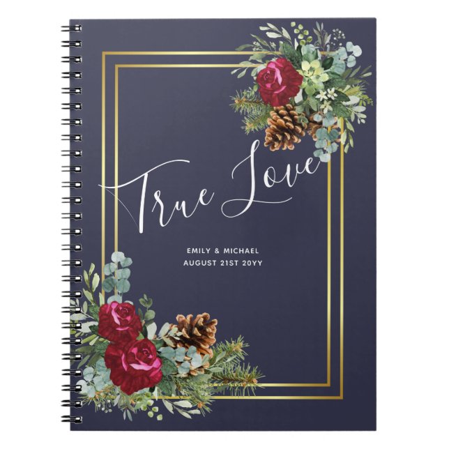 Winter Wedding Burgundy Ro Eucalyptus Anteckningsbok (Framsidan)