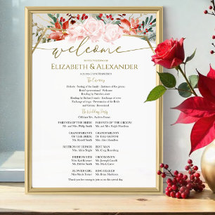 Winter Wedding Ceremony Program signerade Gilded B Poster