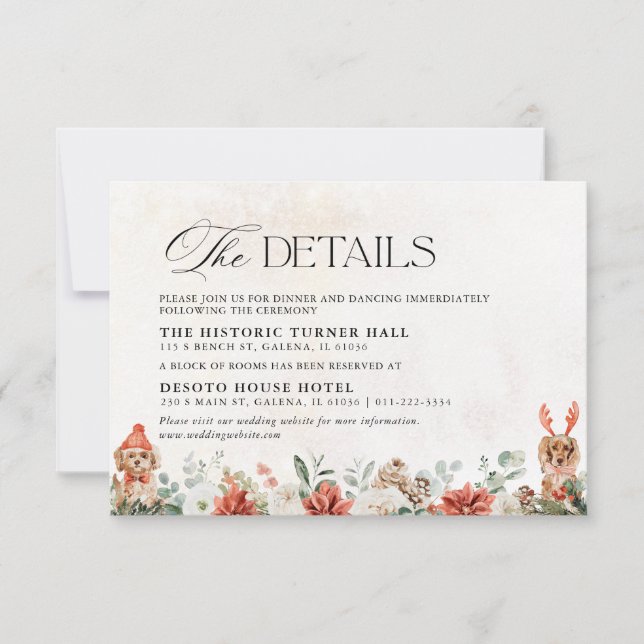 Winter Wedding Details Card OSA Kort (Framsida)