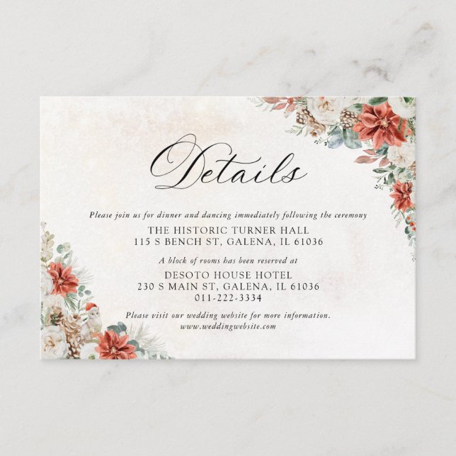 Winter Wedding Details Card Tilläggskort (Framsida)