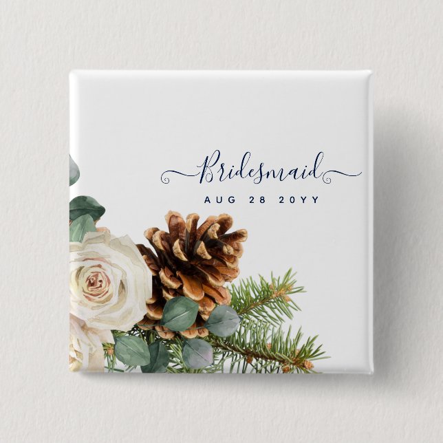Winter Wedding Eucalyptus Greenery Vit ros Knapp (Framsida)