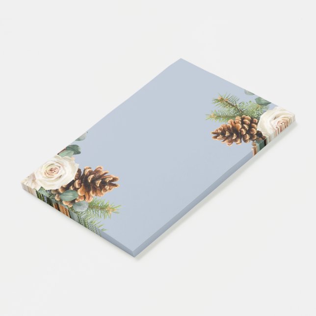 Winter Wedding Eucalyptus Greenery Vit ros Post-it Block (Vinklad)