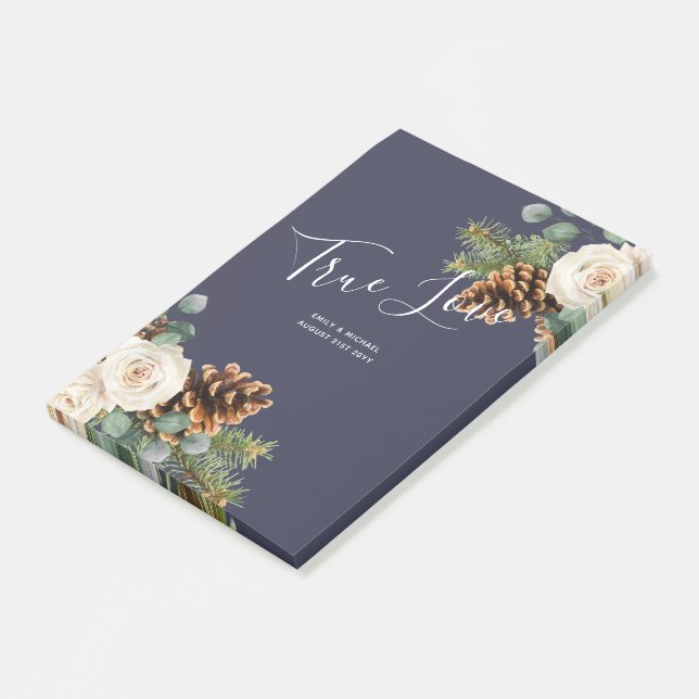 Winter Wedding Eucalyptus Greenery Vit ros Post-it Block (Vinklad)
