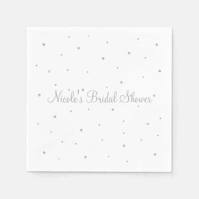 Winter Wedding Glam Silver & White Dots Party Pappersservett (Framsidan)