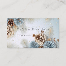 Winter Wedding Gräs Cones Blue Brown White