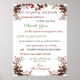 Winter Wedding Gräs Cones Holly Red Berries Poster