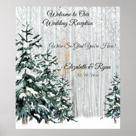 Winter Wedding Gräs Träd Snö Gnistra Stars Poste Poster