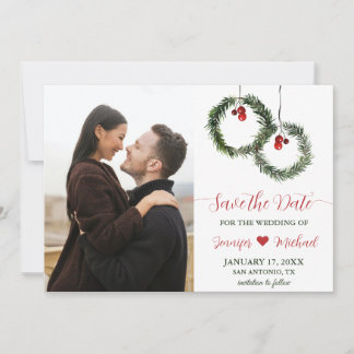 Winter Wedding Gräs Wandean Holly Berries Photo Spara Datumet