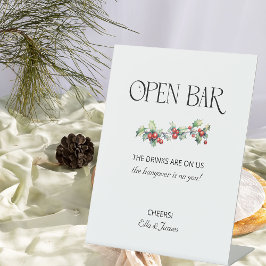 Winter Wedding Holly och Berries Open Pub-tecken