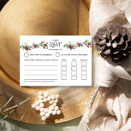 Winter Wedding Holly och Red Berries Entrée OSA Kort