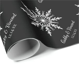 Winter Wedding i Black and White Snöflingor Presentpapper