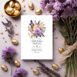 Winter Wedding i Lavender och Guld Blommigt Inbjudningar