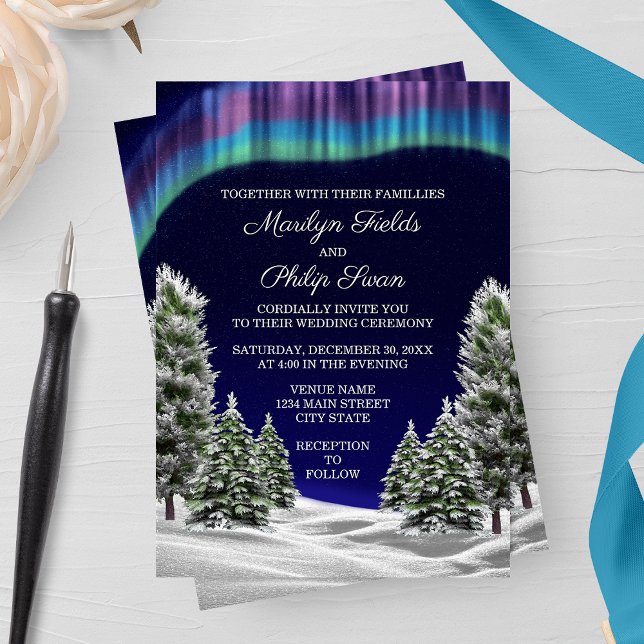 Winter Wedding i norra Ljus Inbjudningar (Skapare uppladdad)
