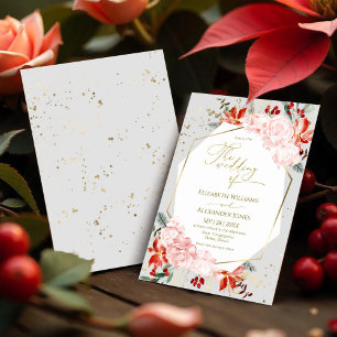 Winter Wedding-inbjudan Gilded Watercolor Blommigt Inbjudningar