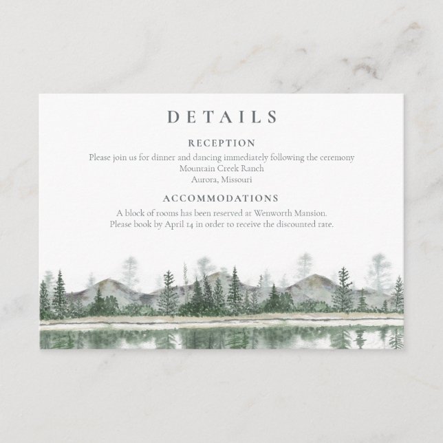 Winter Wedding | Information om Rustic Mountains Tilläggskort (Framsida)