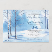 Winter Wedding Investigation Watercolor Träd Rabbi