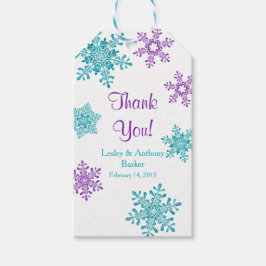 Winter Wedding Lila Teal Snowflake Presentetikett