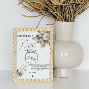 Winter Wedding-meddelande i en flaska-gästboksskyl Poster