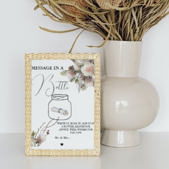 Winter Wedding-meddelande i en flaska-gästboksskyl Poster (Skapare uppladdad)