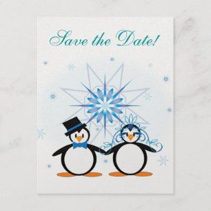 Winter Wedding Penguins Spara datumet
