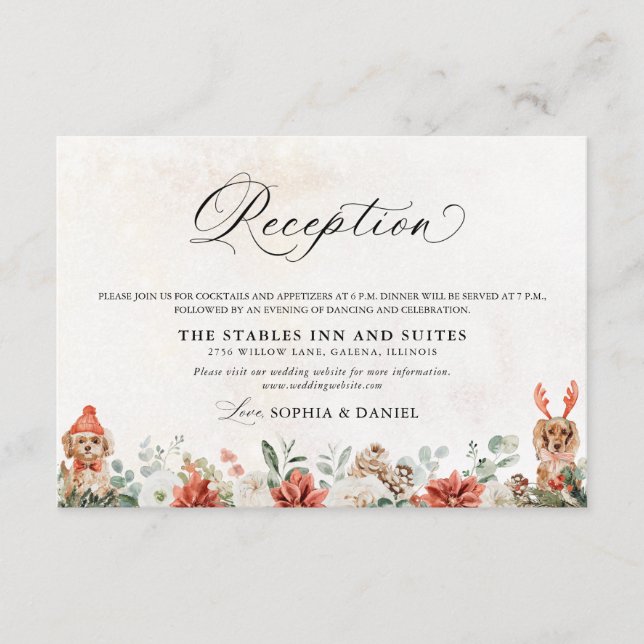 Winter Wedding Reception Card Tilläggskort (Framsida)